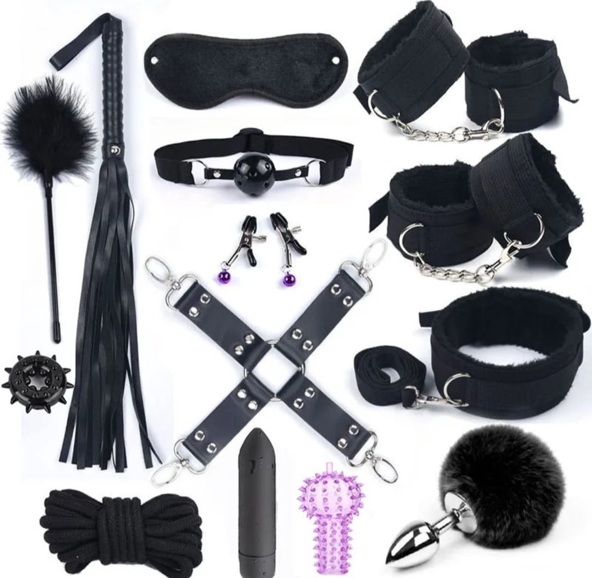 Goedkoopste BDSM sex set - Zwart - 14 stuks - Sex toys - Erotisch spel - Sex set - Rollespel - Sex toys voor koppels