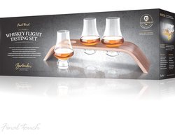 Whiskyglas Flight Tasting set - 3 glazen met houten whiskyglashouder - Final Touch Image