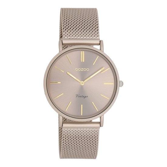 OOZOO Vintage Taupe Horloge met Mesh Armband