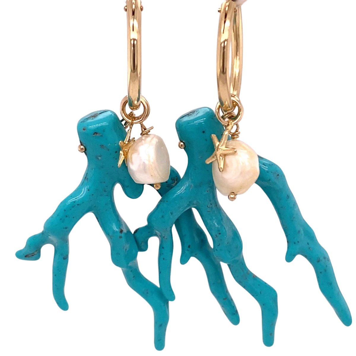 Pat's Jewels Oorbellen - Oorbellen Dames - Statement Oorbellen - Oorringen - Goud - Turquoise Resin hanger
