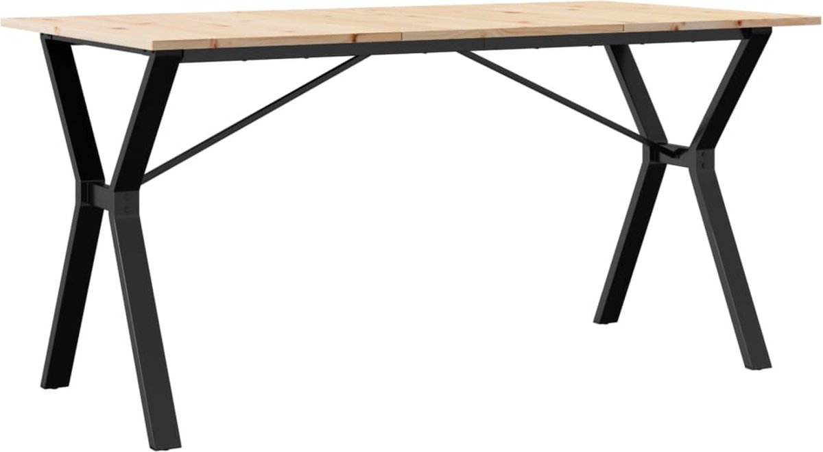 vidaXL Eettafel - Y-frame - 160x80x75 - cm - massief - grenenhout - en - staal Bruin