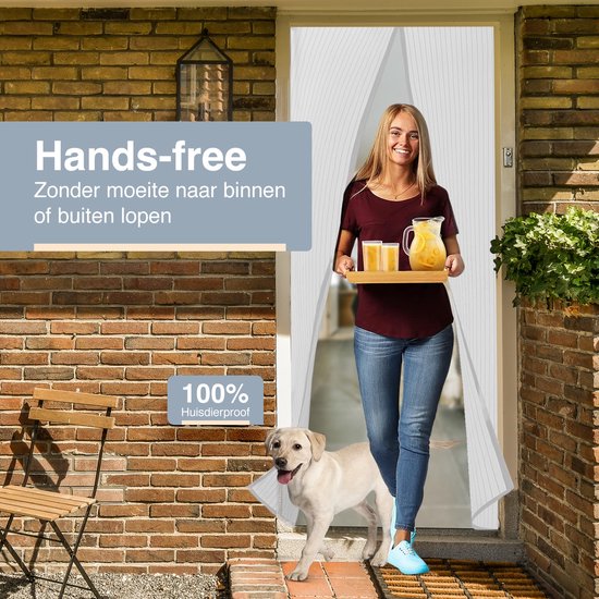 ForDig Vliegengordijn 100x213cm - Glasvezel A-kwaliteit - Luxe Deurhor Magnetisch - Horgordijn – Vliegengordijn – Hordeur - Wit