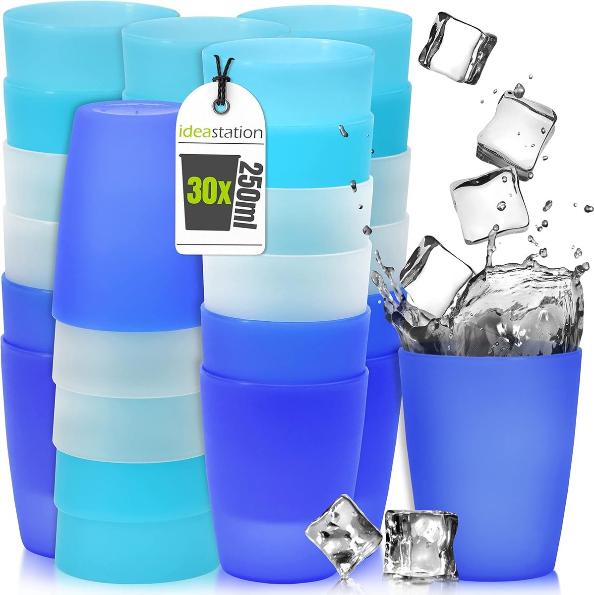 kunststof bekers, 250 ml, kleurrijk, herbruikbaar, onbreekbaar, plastic beker, party-beker, drinkbeker, party-servies, campingservies, drinkglazen, voor kinderen