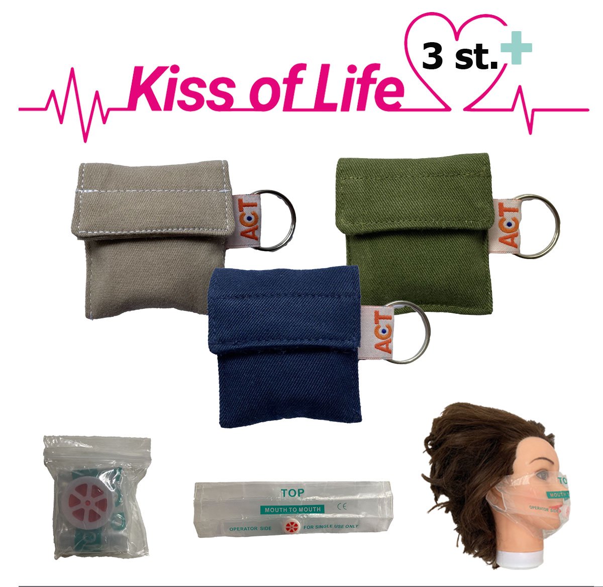 Goedkoopste Reanimatiemasker Kiss of Life| Sleutelhanger | Beige - Groen - Blauw | Beademingsmasker | Handgemaakt | € 2,50 per item naar ACT | Steun het GOEDE DOEL! | Circulaire economie | Up-cycling