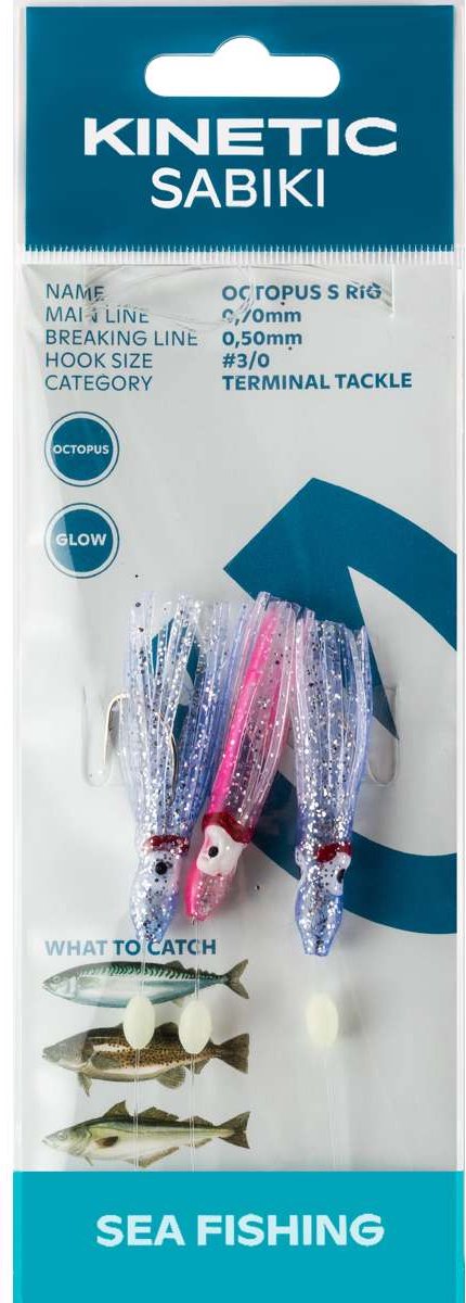 Kinetic Sabiki Mini Octopus Makreel-wijtingonderlijn | Blue Pink