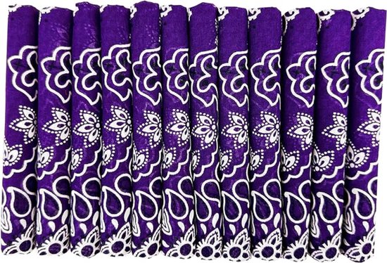 Foto: Bandana hoofddoek mondbescherming zakdoek sjaal paisley paars set van 12