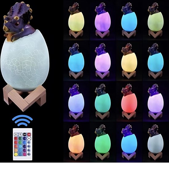 Dinosaurus Triceratops Lamp - Dino Speelgoed Lamp - Nachtlamp Kinderen - 16 Kleuren - Afstandbediening van Lumiodo — afbeelding 3