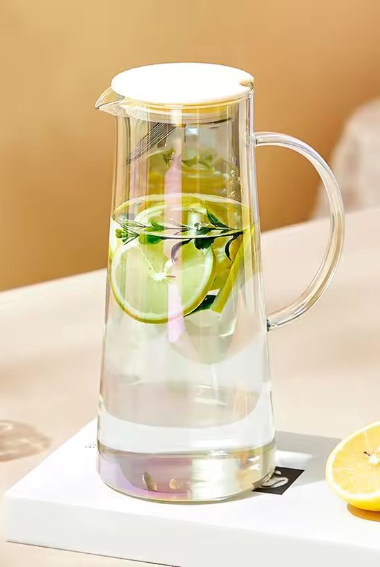 Glasrijk® Waterkaraf 1,8 L - Waterkan met Deksel En Filter - Glas - Glazen Karaf 1,8 Liter - Schenkkan - Glazen waterkan - Waterkaraf voor fruitwater - Multifunctionele decanteerkaraf - Waterkan - Waterkaraf