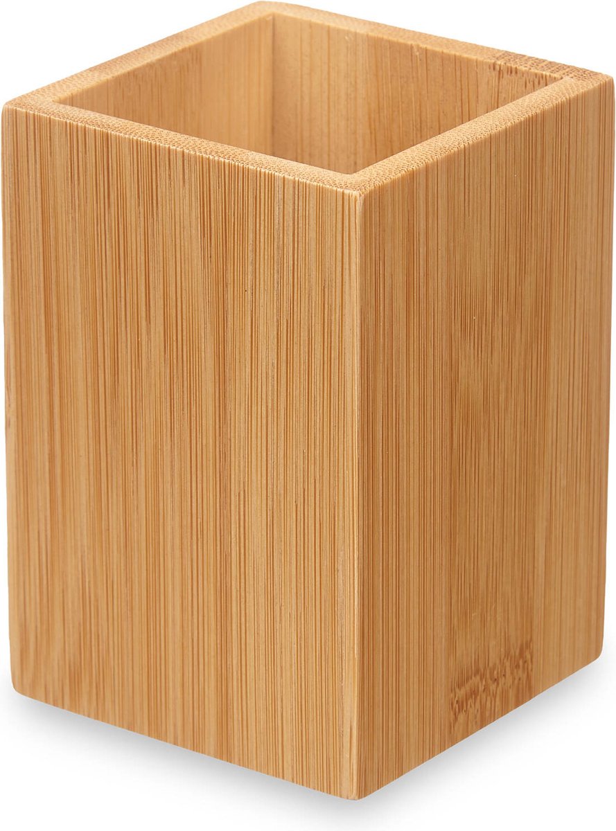Tandenborstelbeker, vierkant, van bamboe, 6,8 x 6,8 x 9,7 cm