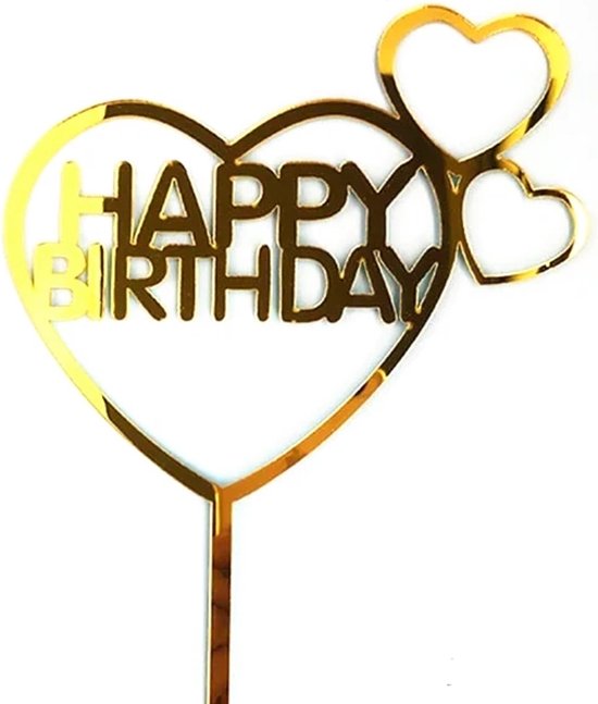 Happy Birthday Kuchenaufsätze – 6-teiliges Set In Gold Mit Acryl-Topper, Fächern Und Konfetti-Ballon