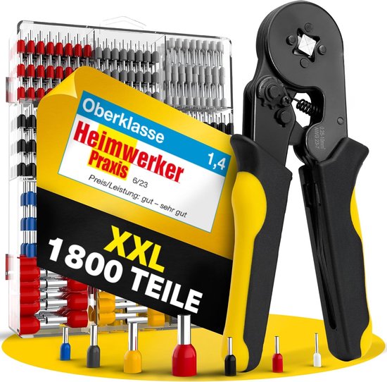 QUADRIOS GmbH Krimptang met 1200 adereindhulzen, set van 0,5-10 mm² met automatische krimptang, zelfinstellend van 0,25-10 mm², krimptang, adereindhulzen