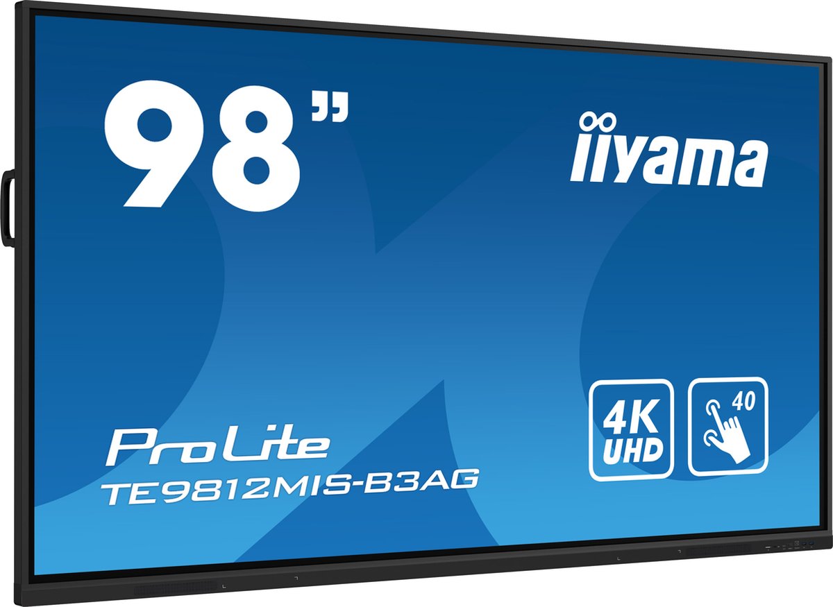 iiyama TE9812MIS-B3AG beeldkrant Kiosk-ontwerp 2,48 m (97.5") LCD Wifi 400 cd/m² 4K Ultra HD Zwart Touchscreen Type processor Android 11 24/7