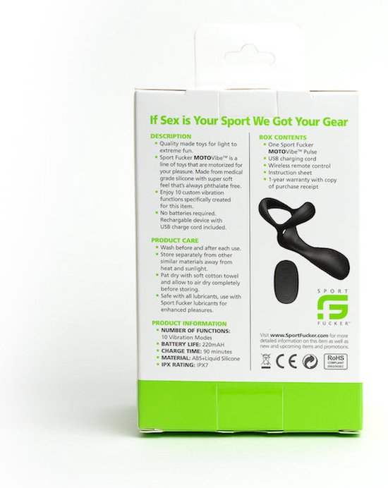 MOTOVibe - Pulse - Anneau pénien vibrant avec étireur de Ball et chatouilleur - Zwart