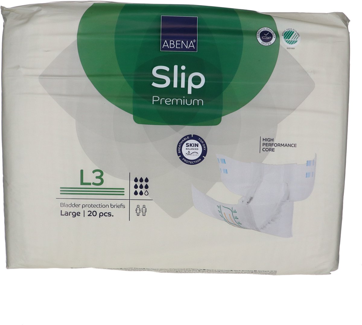 Goedkoopste Voordeelverpakking van 2 x Abena Slip Premium L3 3400 ml, 20 stuks