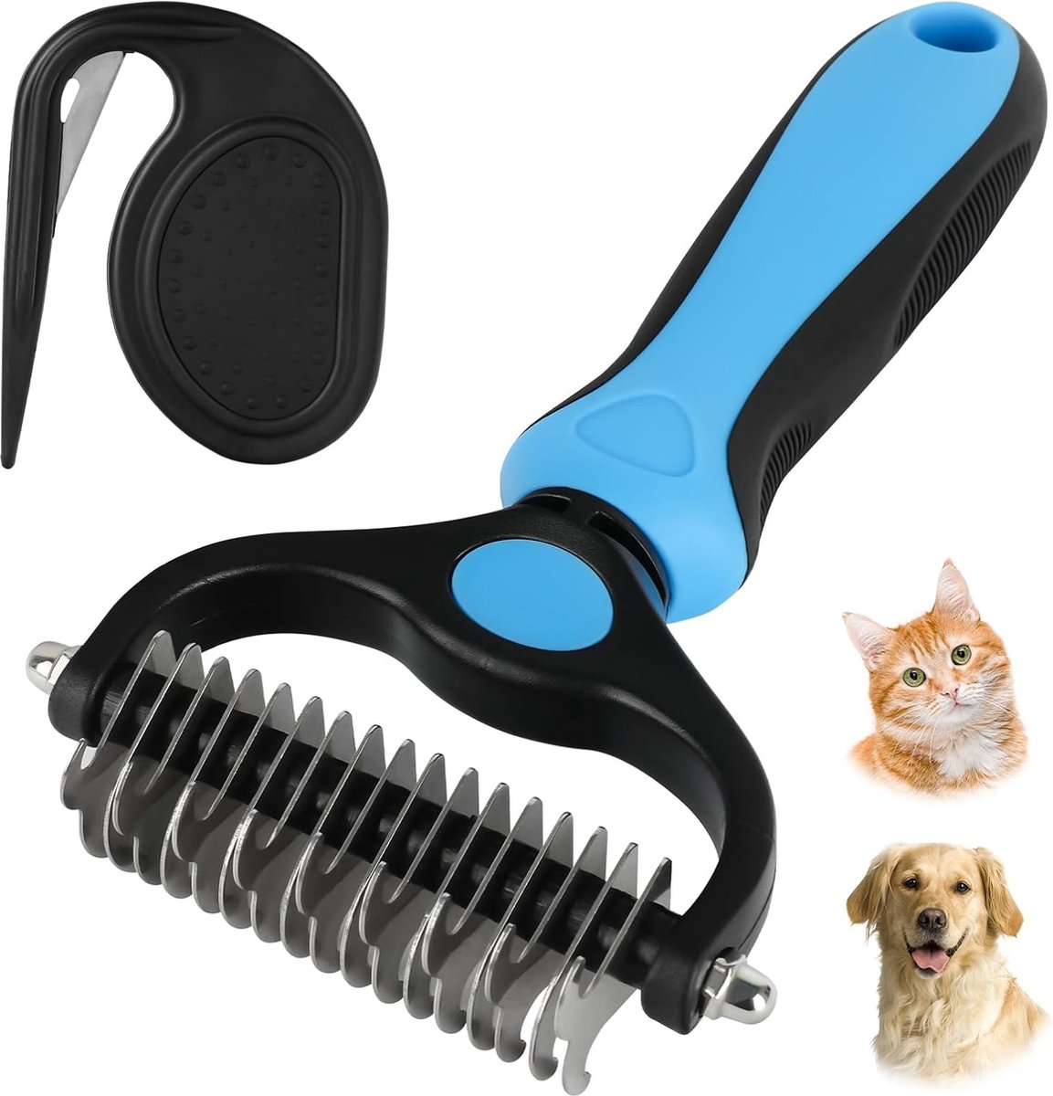 Ondervachtborstel + Ontklitmes voor honden en katten, Hondenborstel, Ondervachtborstel, Ondervachtborstel, Ondervachtkam, Verwijdert ondervacht en klitten