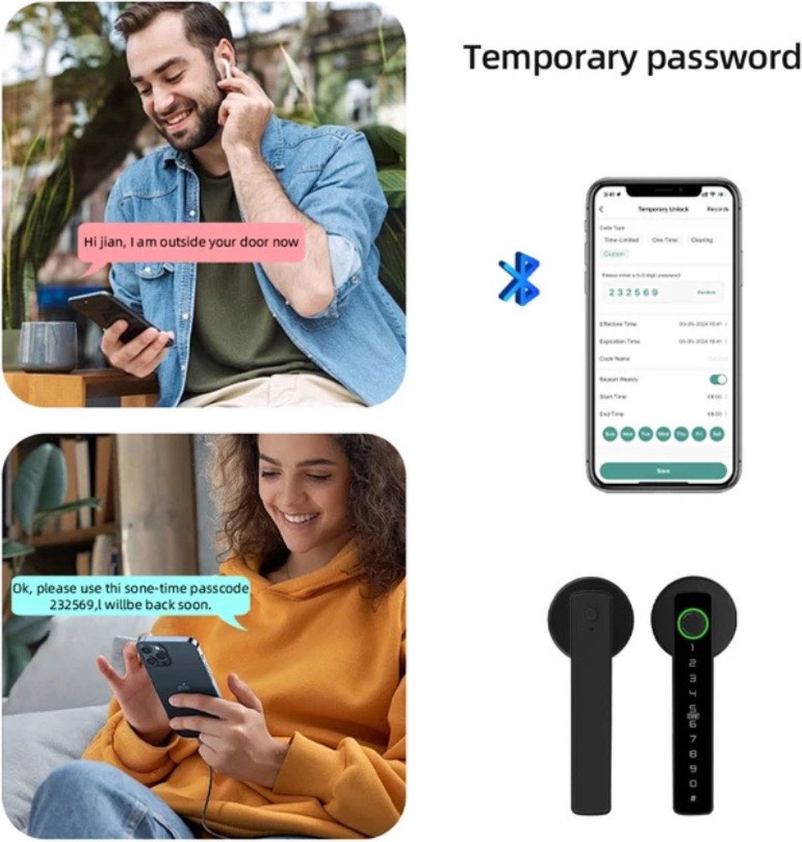 Deurslot met vingerafdruk - Elektrisch deurslot – Slimme deurklink – Deurklink vingerafdruk - Deurslot met code - Smart Lock - Zwart — cadeau in Cadeau-ideeën - foto 3