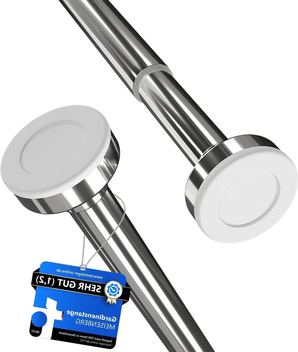 Telescopische Douchegordijnstang 110-200 cm - Uitschuifbare Gordijnroede - Zonder Boren - Voor Badkamer Garderobe - Ø25 mm - Zilver Roestvrij Staal