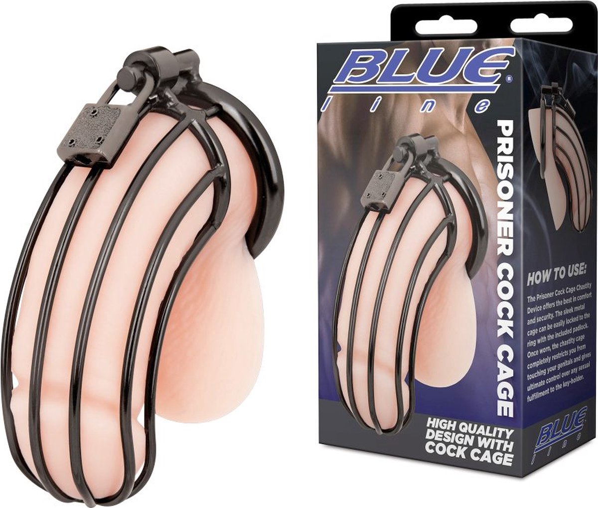 Goedkoopste Blueline - Prisoner Cock Cage Kuisheidskooi - Zwart
