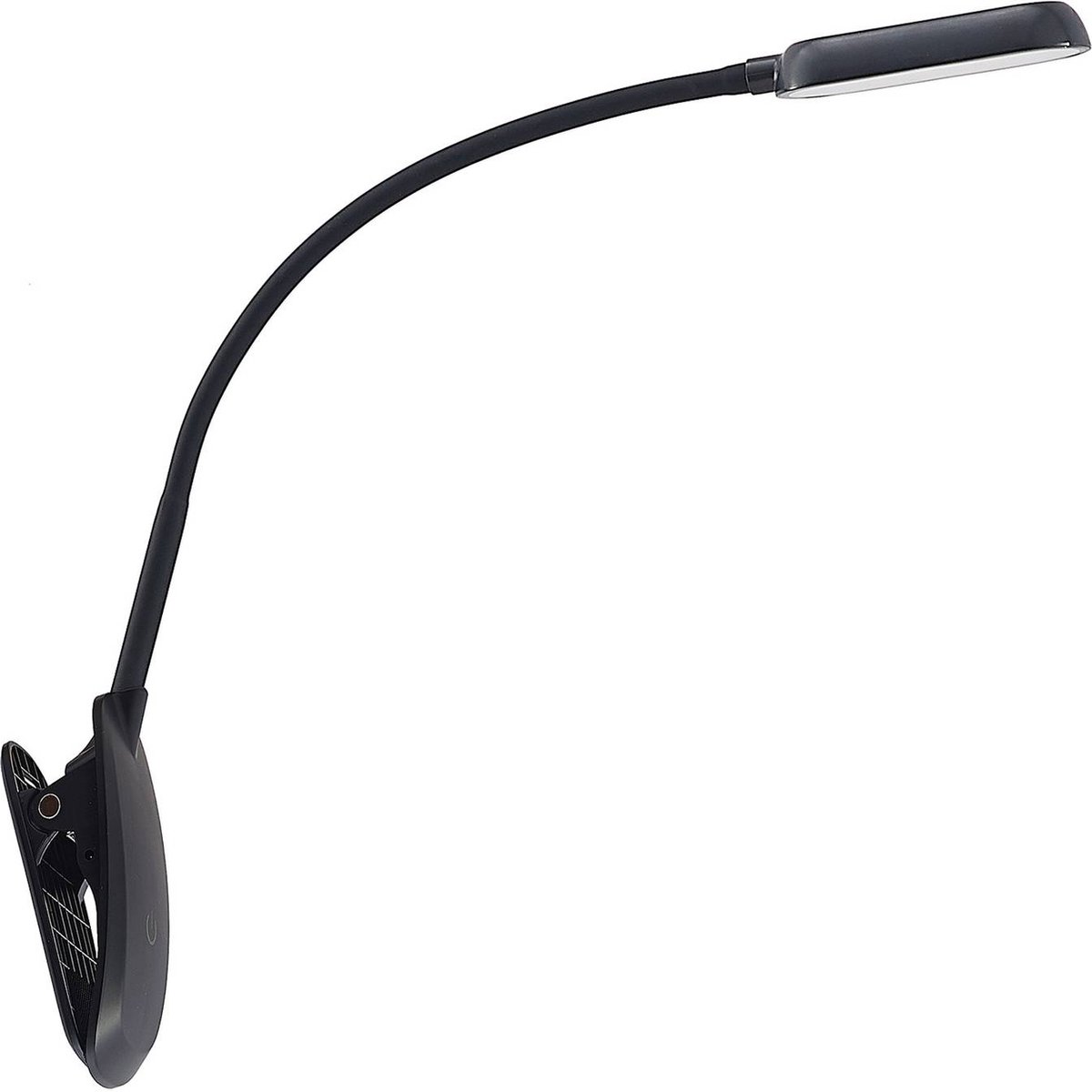 PRIOS Klemlamp- met touchdimmer 1licht ABS polycarbonaat H: 51 cm zwart Inclusief lichtbron