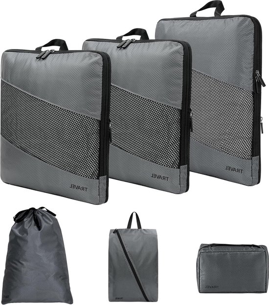 Travel Gear Organizer, Compressie Verpakking Kubussen Set, Reizen Compressie Tas, Draagbare Verpakking Organizer, Koffer Organizers, 3 stuks Reisverpakking Kubussen, Bagage Organisatoren voor