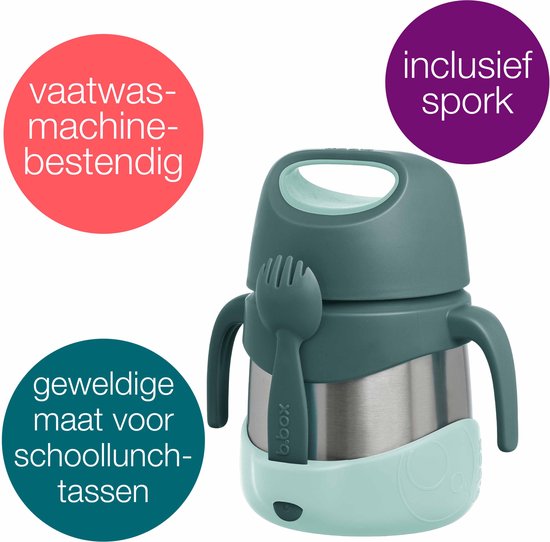 Pot à déjeuner isotherme b.box | Gobelet facile à ouvrir pour les tout-petits | Acier inoxydable à double paroi, garde les Nourriture jusqu'à 7 heures, au chaud jusqu'à 5 heures | 335ml/11