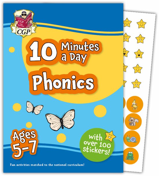 CGP KS1 Activity Books and Cards- 10 Minutes a Day Phonics for Ages 5-7 (with over 100 stickers)