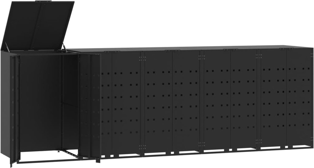 VidaXL Containerberging voor 5 containers 345x79x117 cm staal zwart