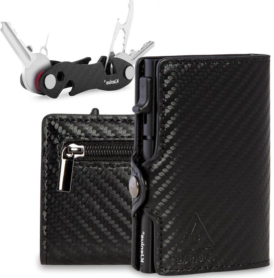 Portefeuille Compact Cuir Véritable - Protection RFID - 10 Cartes - 11x8cm - Homme/Femme