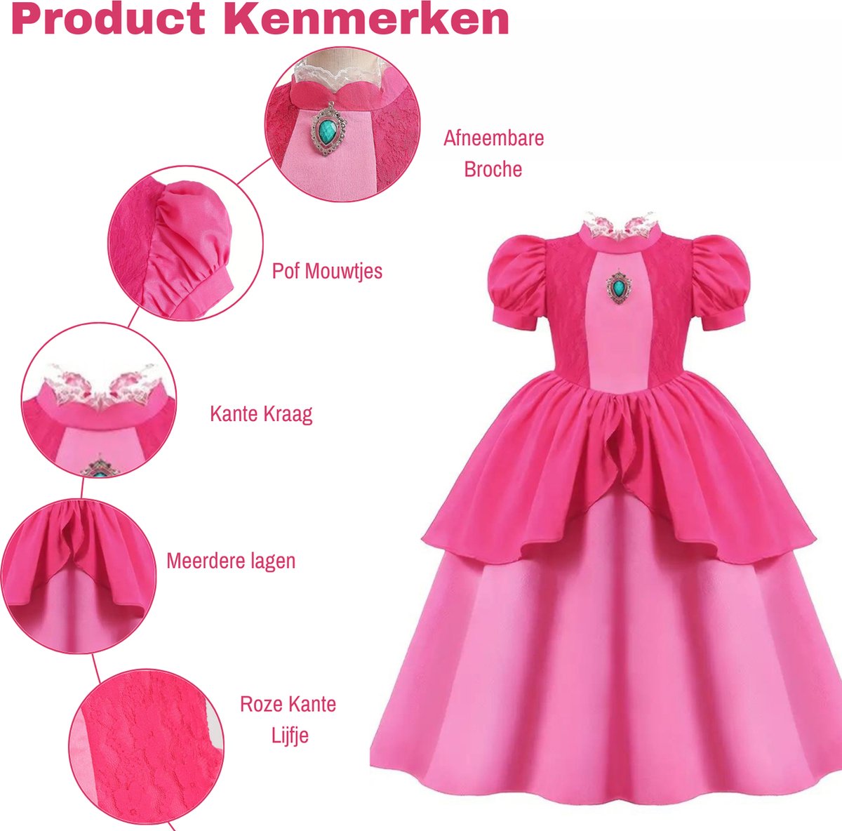 Joya Kids® Princess verkleed jurk voor kinderen | Verkleedjurk Meisje Prinses | Halloween thema kostuum | Carnaval kleding | prinsessen kostuum Jurk | — afbeelding 12
