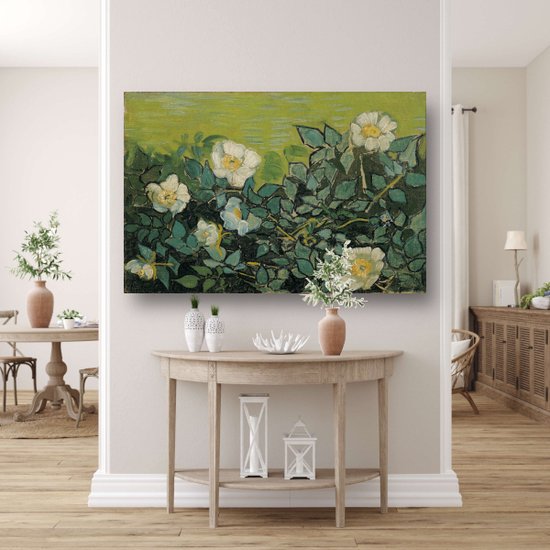 Roses sauvages - Décoration murale Vincent van Gogh - Portrait de Fleurs - Peinture sur toile Nature - Décoration murale classique - Toile avec cadre - Toile d'art avec cadre 100x75 cm