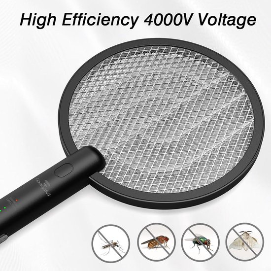 GeckoMan Oplaadbare Elektrische Vliegenmepper Elektrisch met Rotondeerbare Kop Mosquito Killer Electric Fly Swatter Spinnenvanger Anti Muggen