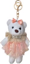 Clayre & Eef Porte-clés Ours 15 cm Blanc Synthétique