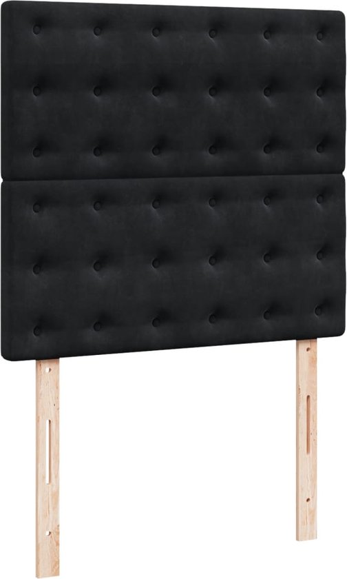 vidaXL - Sommier tapissier - avec - matelas - velours - noir - 100x200 - cm