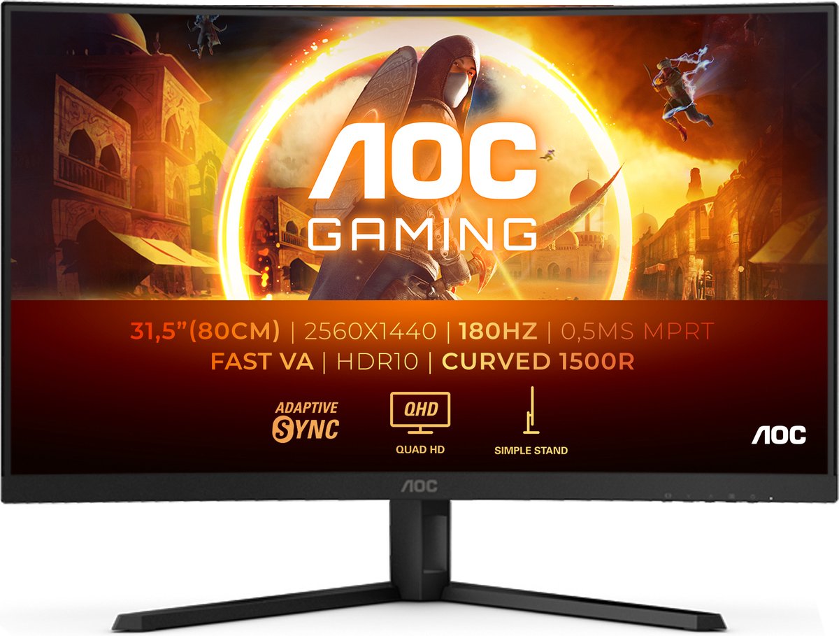 AOC CQ32G4VE gaming monitor 180Hz, HDMI, DisplayPort