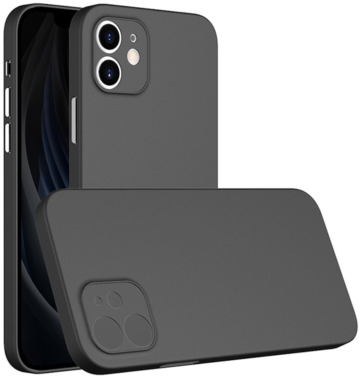 Mobiq - 0.3mm Extra Dun iPhone 12 6.1 inch - Zwart