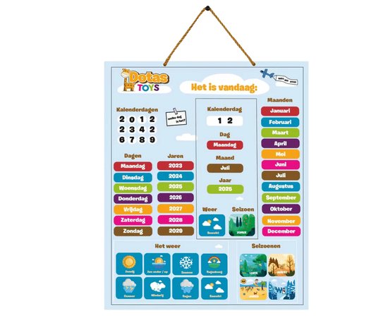 Foto: Dotastoys magnetische kinderkalender 2024 2025 t m 2029 nederlandse montessori maandkalender voor kinderen educatief wandkalender speelgoed kalender kinderen