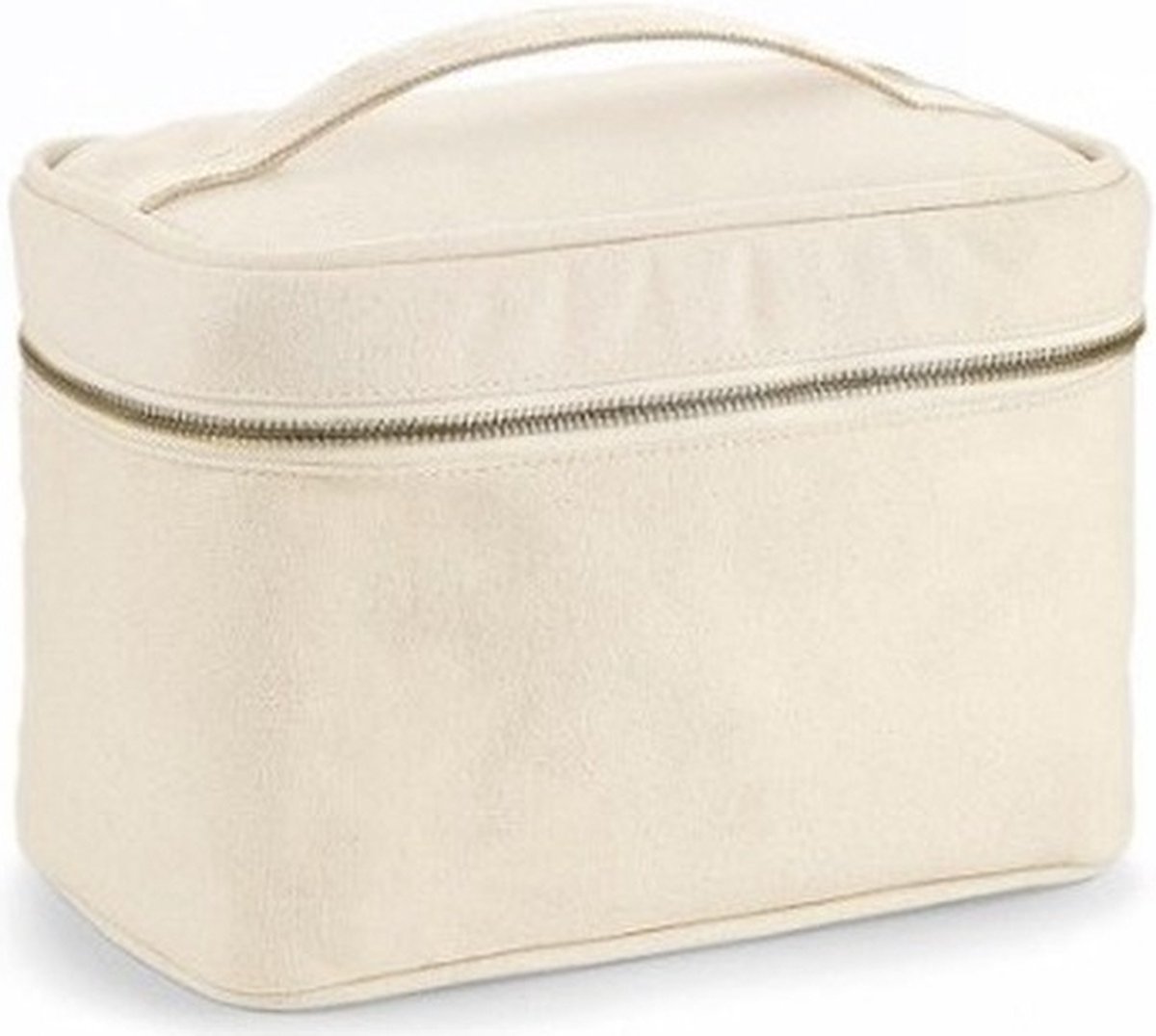 Toilettas/make-up tas naturel met handvat 23 cm voor heren/dames - Reis toilettassen/make-up etui - Handbagage