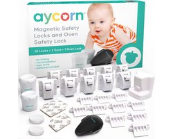 AYCORN Magnetisch Kinderslot – Kast en Oven – Magneet Beveiliging Kast en Oven – 10 Sloten en 2 Sleutels – Snel te Instaleren in Seconden – Incl Instructievideo – Nieuwste Ontwerp om Kinderen en Peuters te Beschermen – Geen Boor of Schroeven