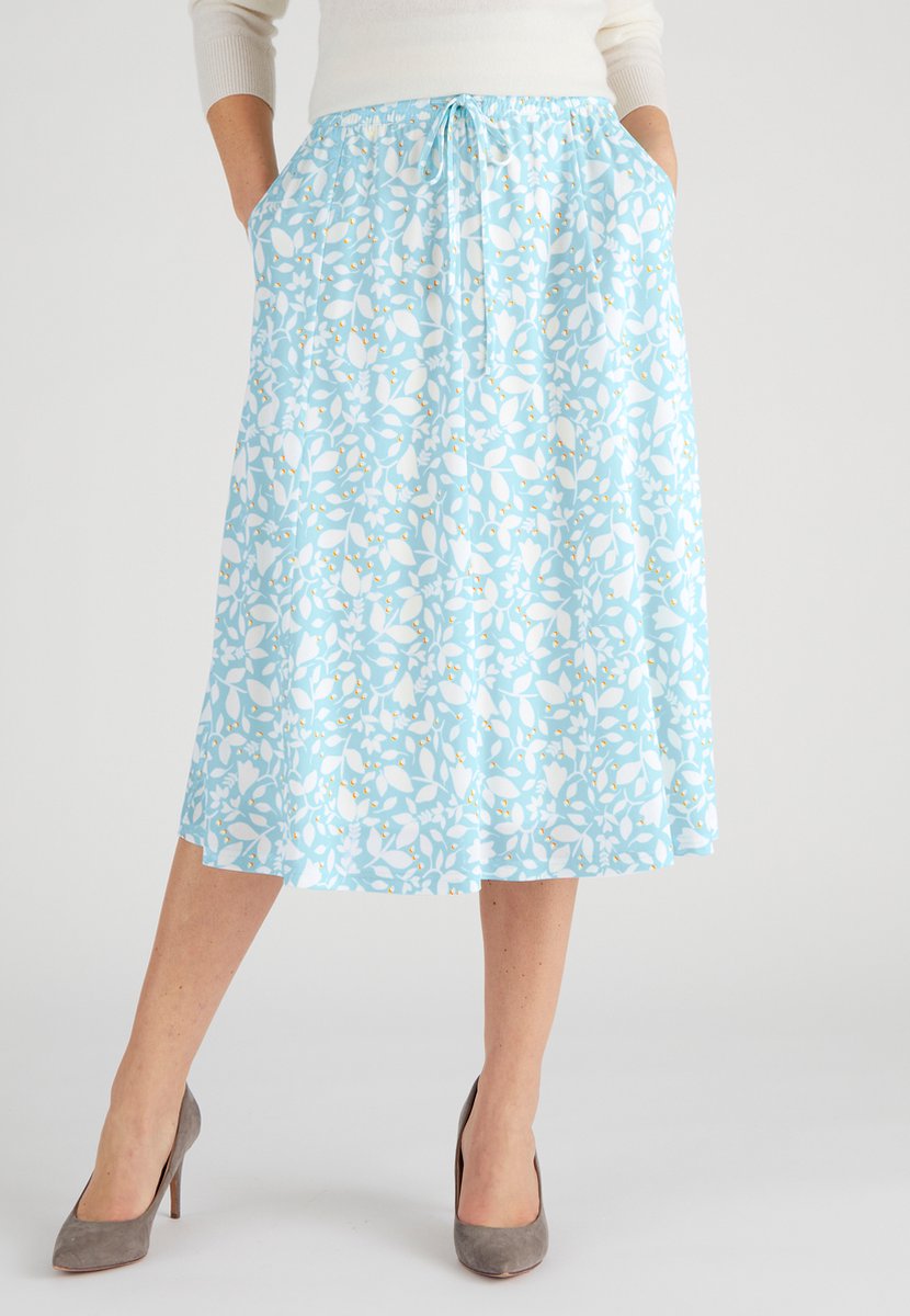 Damart - Rok crêpe stretch stof - Dames - Blauw - L