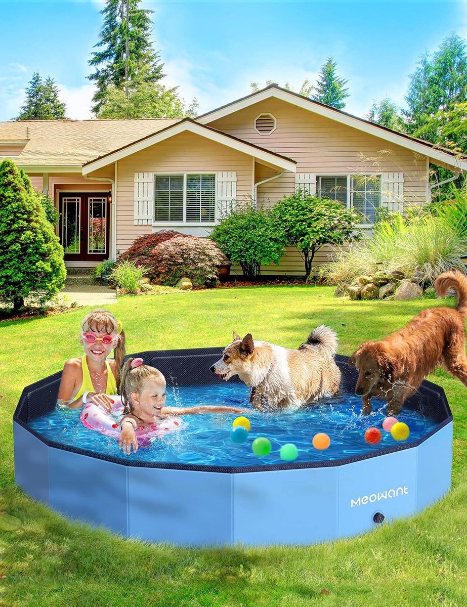 Meowant Opvouwbare hondenzwembaden voor grote honden, hard plastic kinderzwembad, inklapbaar huisdierbad, draagbaar, voor extra grote honden (XXXL-200,7 x 30,5 cm