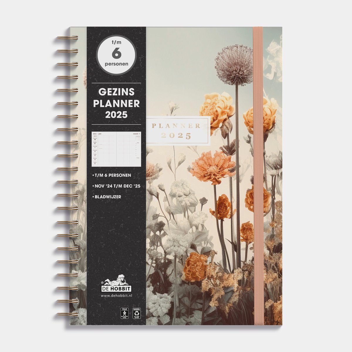 Hobbit - Gezinsagenda 2025 - Gezinsplanner - Familie agenda - 6 personen - 1 week op 2 pagina's - A4 (21 x 29,7 cm) - Veldbloemen op Prijzenvolger.com