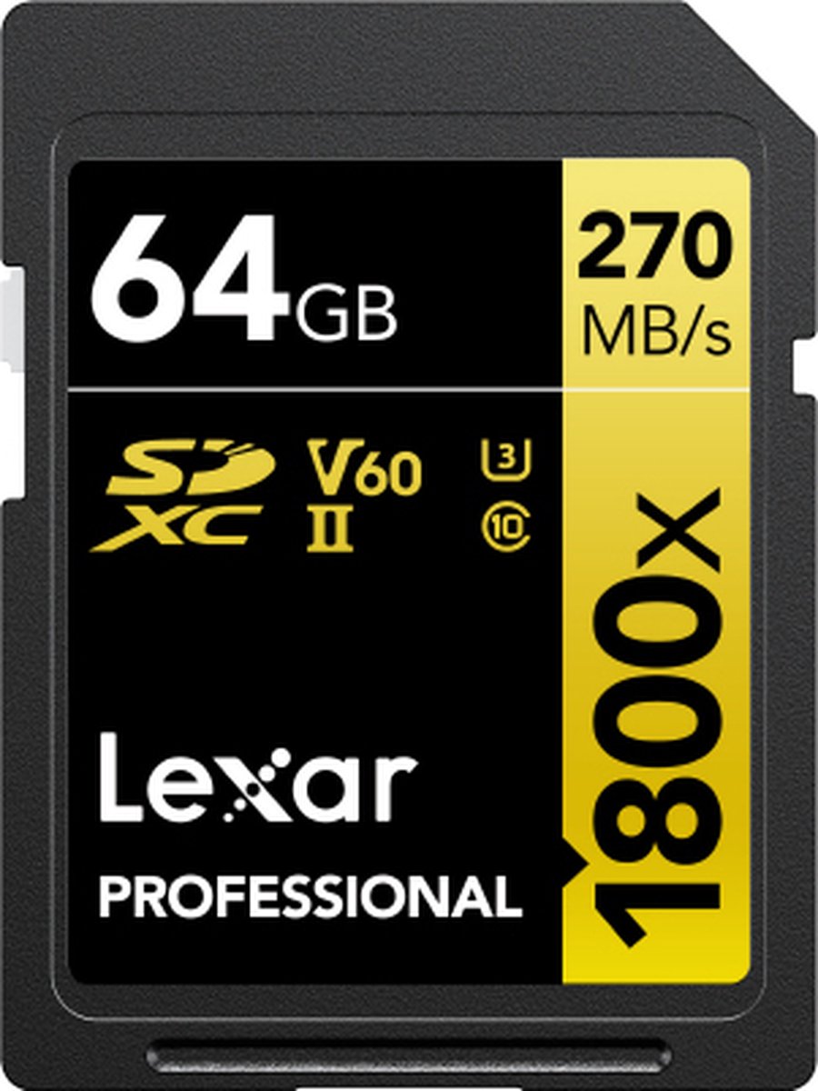 Lexar SD Pro Gold Series UHS-II 1800X 64 GB V60 - 2 pak