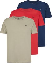 Petrol Industries Heren T-shirts 3-Pack - Ronde Hals - Korte Mouw - Katoen - Regular Fit - Multipack van 3 stuks - Meerkleurig - Maat L
