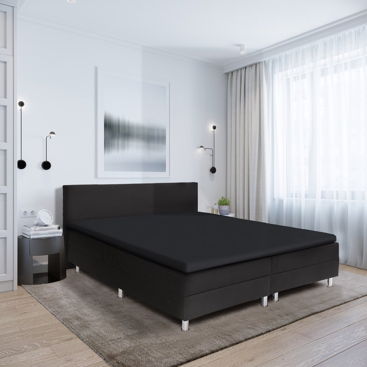 Zydante - Topper Hoeslaken - Dubbel Jersey - Villa Park - Antraciet / 200x140