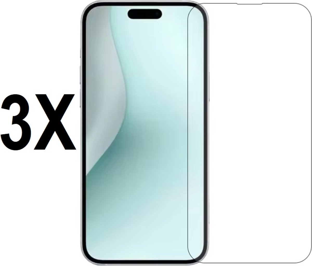 Screenz® - Screenprotector geschikt voor iPhone 16 Plus - Tempered glass Screen protector geschikt voor iPhone 16 Plus - Beschermglas - Glasplaatje - 3 stuks
