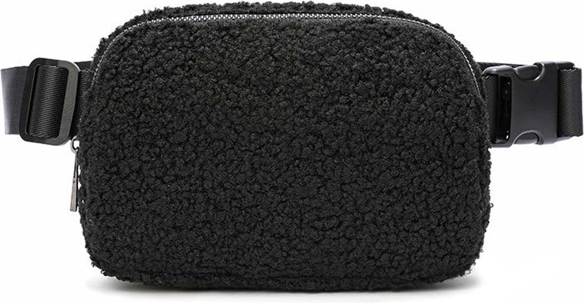 Yucka fluffy heuptas met telefoonvak - Fanny pack - Festival tasje - Money belt - Zwart