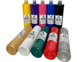 Südor Textielverf set 10 x 500 ml. Wasbestendige textielverf voor lichte stoffen. Wasmachinebestendig, wasbestendig. Fixatie door strijken (10-kleurenset)