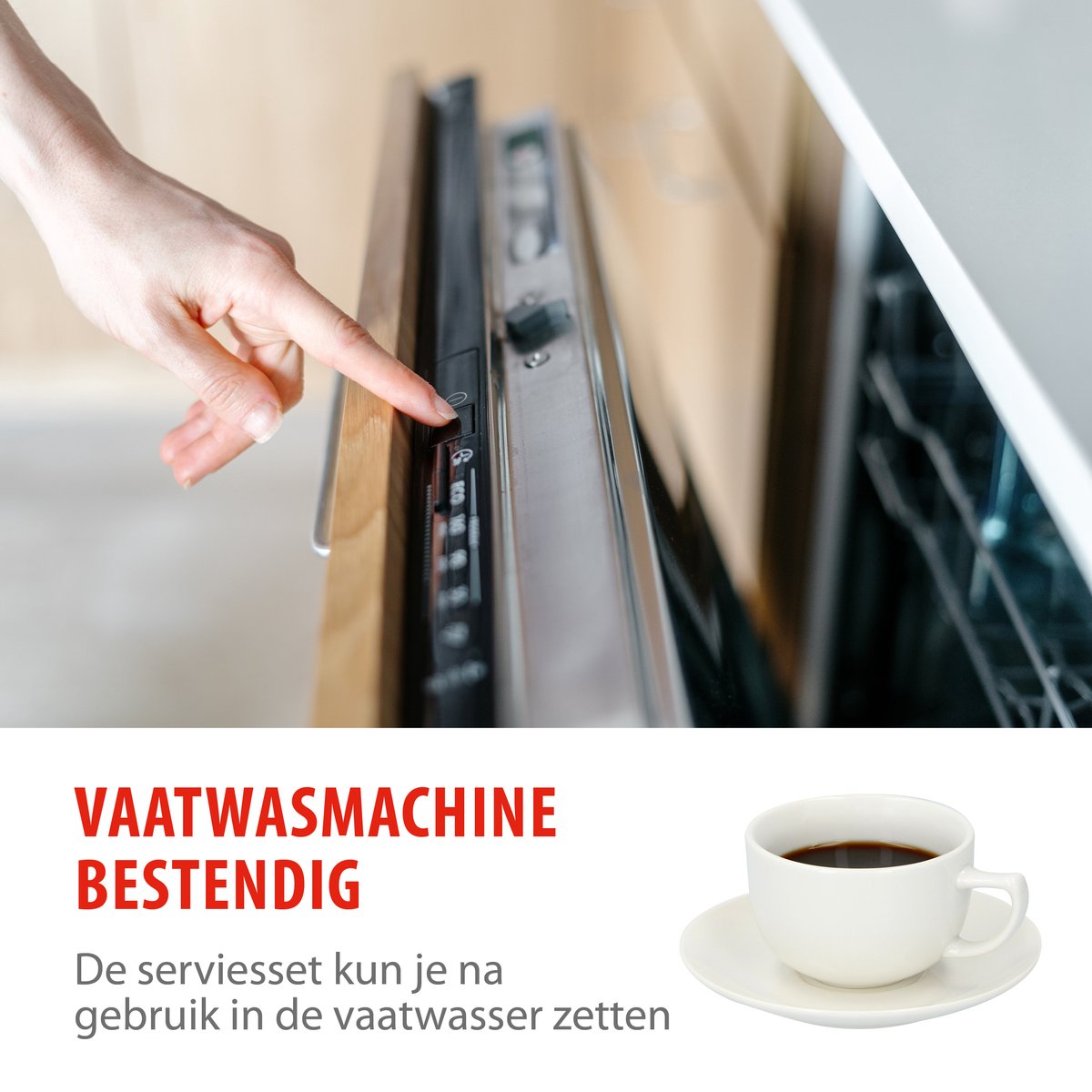 alpina serviesset 8 Persoons - Aardewerk Servies 40-Delig - Bordenset met Ontbijtborden, Dinerborden, Kommen, Kopjes en Schotels - Servies Set Vaatwasser- en Magnetronbestendig - Wit — afbeelding 7