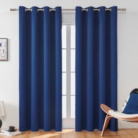 Verduisterende Gordijnen , 2 stuks, Moderne Gordijnen Warmte-isolerend voor Woonkamer, Slaapkamer - Marine - 132x183