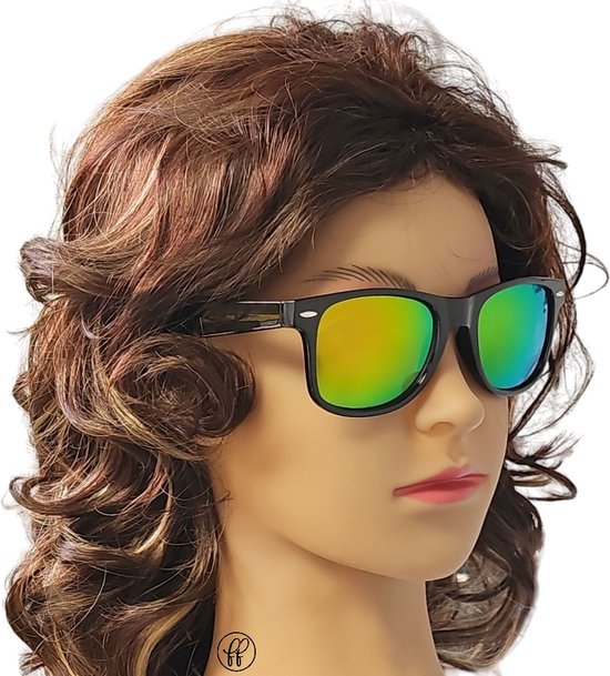 Fako Fashion® - Heren Zonnebril - Dames Zonnebril - UV400 - Zwart - Spiegel Goud/Rood van Fako Fashion® — afbeelding 4
